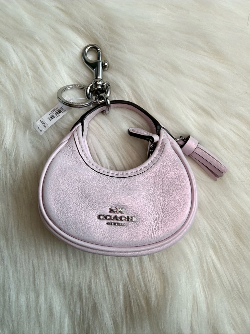 NWT Coach Mini Carmen Bag Charm Shiny Pink CBL92 Key Ring Accessories Gift